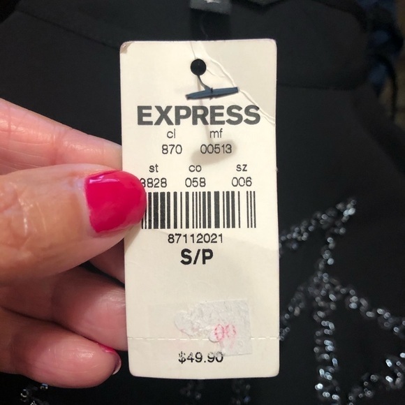 Express Black Beaded Fringe Tank Sz S NWT - Picture 6 of 7